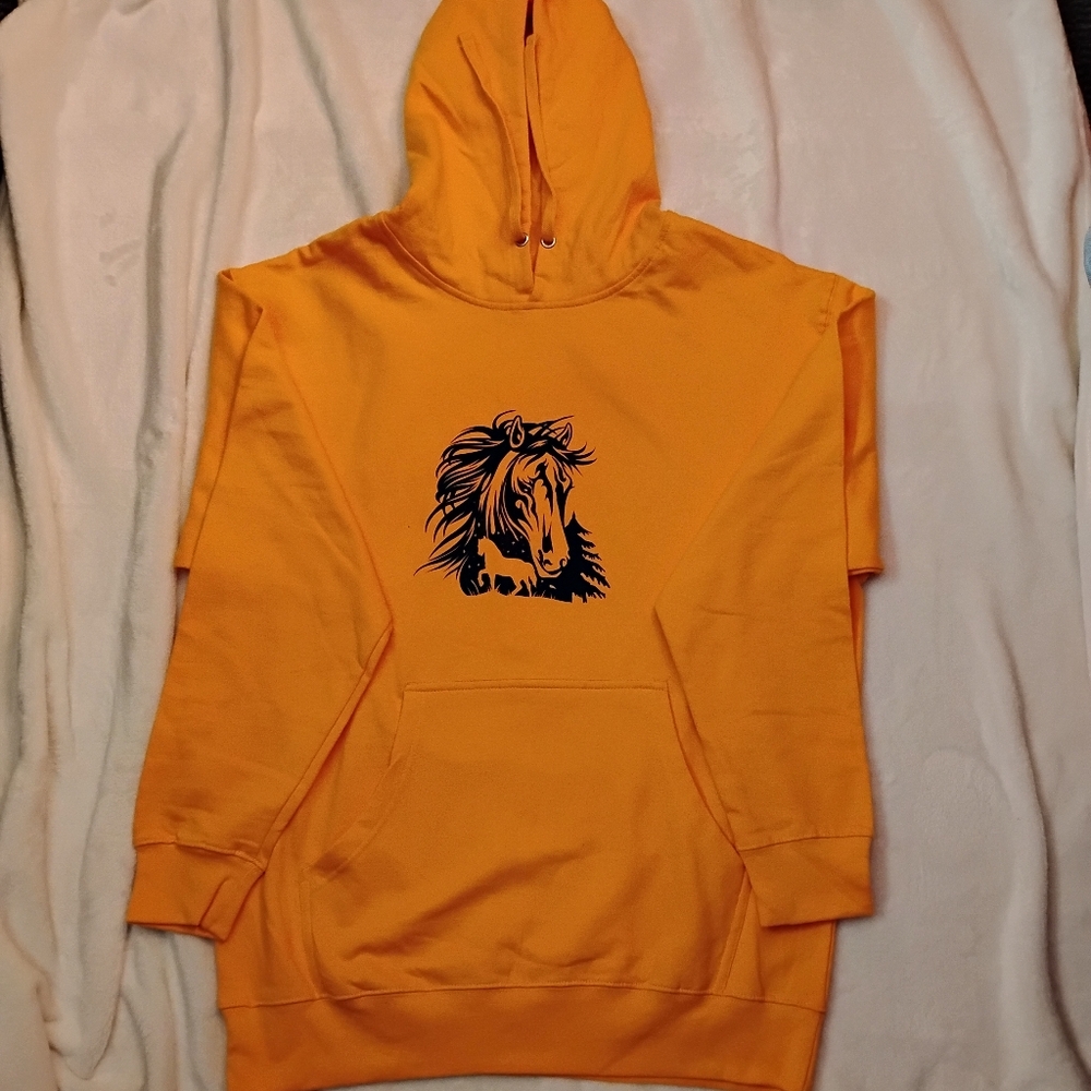 Orange Hoodie with Lion Graphic